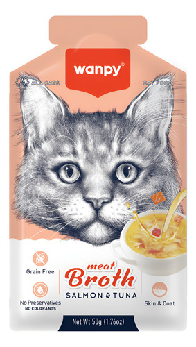 Petisco Para Gatos Wanpy Sopa Sabor Salmao E Atum 50g