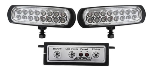 Farol Auxiliar Slim 16 Leds | 9 Efeitos | Intensidade 220 Cd