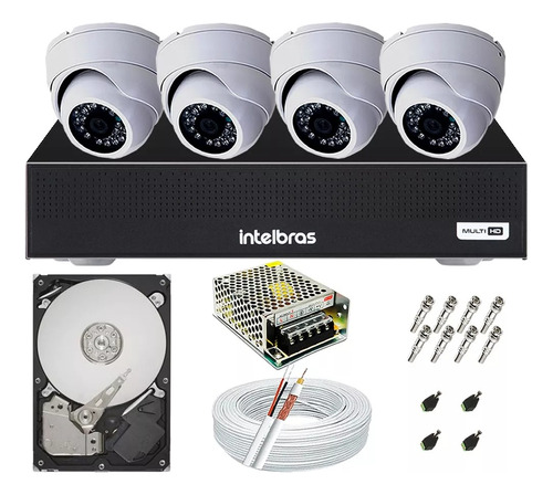 Kit 4 Câmeras Segurança Dome Full Hd Dvr Mhdx 1104 Intelbras