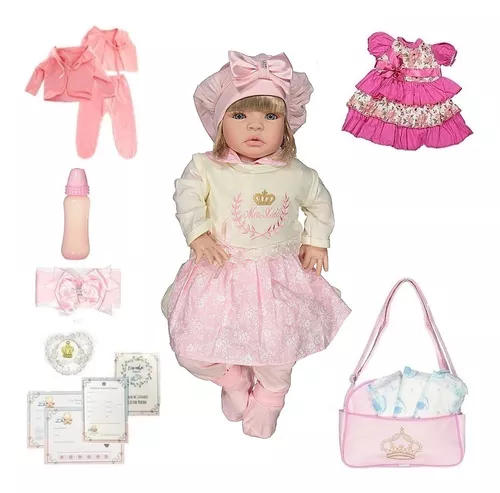 Bebê Reborn 100% Silicone + 23 Itens Bolsa Maternidade - Princesa Reborn