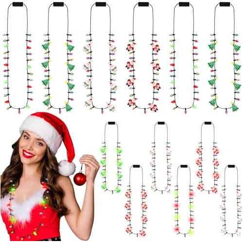 Conjunto De 12 Collares De Luces De Navidad Brillantes,...