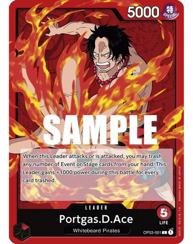 Ace Líder Carta One Piece Tcg Original En Inglés+30 Cartas