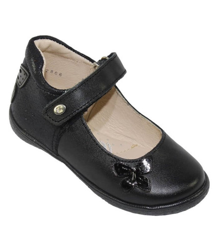 Zapatillas Casuales Vestir Coqueta Niña Negro Piel 182806a