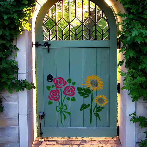Plantillas De Flores Grandes Para Decoración Exterior M, Par
