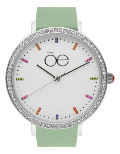 Reloj Cloe Unisex Con Correa De Caucho Color del fondo Verde