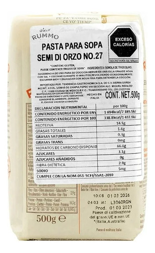 Pasta Rummo Fusilli Semi Di Orzo 500 G