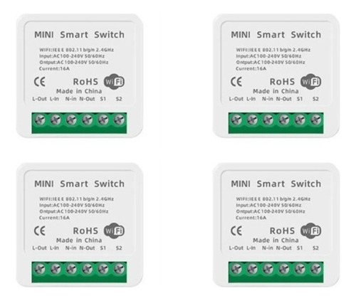 Kit 4 Mini Interruptor Inteligente 16a Wifi Automação Alexa