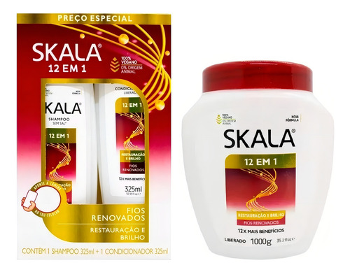 Kit Skala Shampoo Acondicionador Y Mascara Brillo 12 En 1 Bp