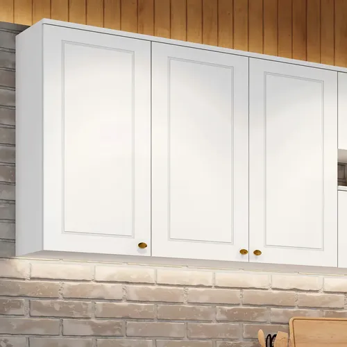 Armário Aéreo Emily Henn Branco 120cm 3 Portas Mdf Cozinha