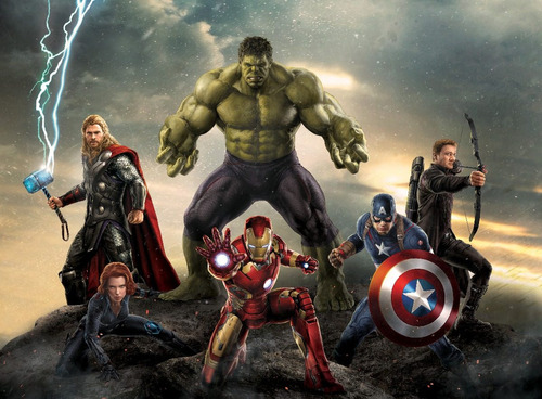 Imagem 1 de 2 de Papel De Parede Adesivo Super Herois Vingadores Hulk Thor Hd