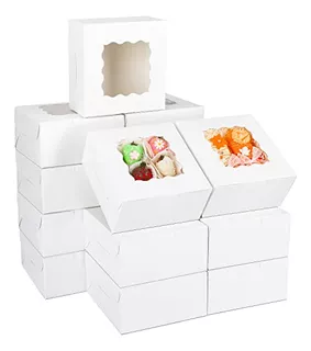 55pcs White Bakery Boxes With Window 6x6x3 Inches Cooki...