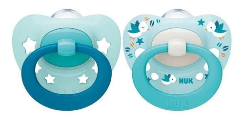 Imagen 1 de 5 de Set De 2 Chupetes Nuk Signature 0-6 Nene Con Estuche