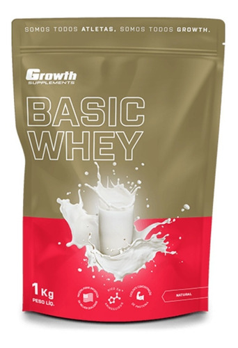 Suplemento em pó Growth Supplements  Basic Whey Protein proteínas Whey Protein sabor  chocolate em pacote