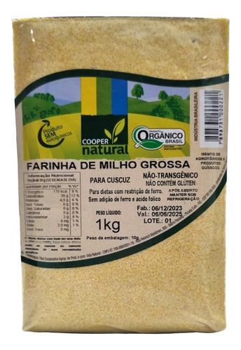 Farinha De Milho Grossa Cuscuz Orgânica Coopernatural 1kg