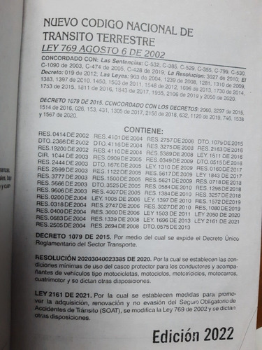 Imagen 2 de 3 de Codigo Nacional De Transito Y Movilidad Original
