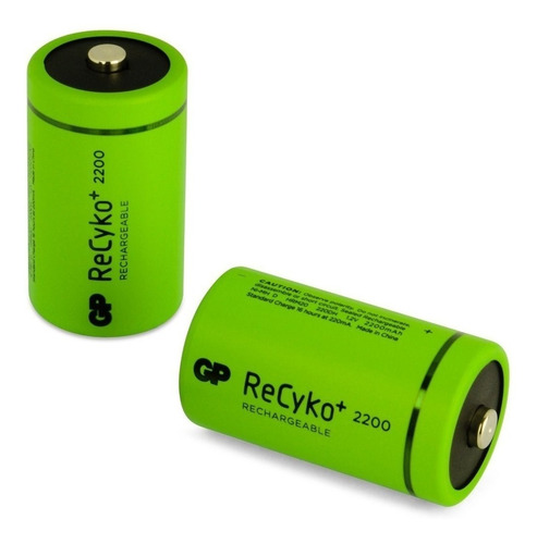 Baterias Pilas Recargables Tipo D Gp Recyko 2200ma Blister 2