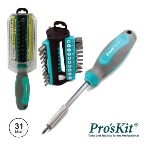 Imagen 2 de 4 de Set Destornillador Porta Puntas Torx Plano Phillips Proskit