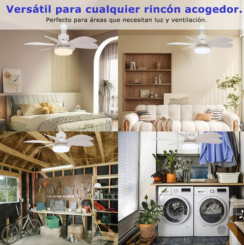 Santi Lampara Ventilador Con Control Remoto Ventilador De Techo Enchufe E27 3 Velocidades 3 Efectos De Luz Color Blanco Adecuado Para El Dormitorio Y Sala De Estar Y Cocina