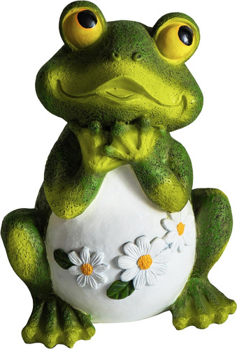 Rana Sentado De Jardín Estatua, 9.5 Pulgadas