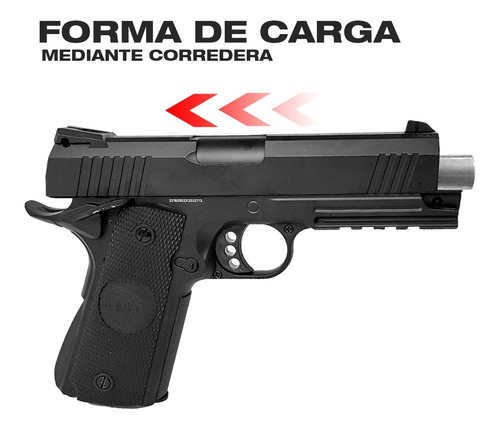 Imagen 3 de 10 de Pistola Airsoft Colt 1911 6 Mm Full Metal Replica Resorte