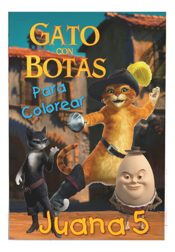 Gato Con Botas - Libro Para Colorear Textos Editables