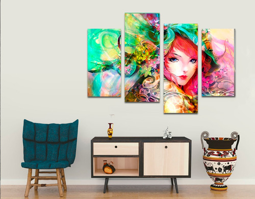 4 Cuadros Decorativos Para Negocio/ Sala Mujer Color 100x150
