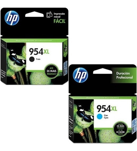 Cartuchos Hp 954xl Negro + 954xl Cian Originales