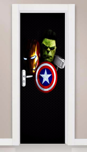 Adesivo Porta Parede Vingadores Homem De Ferro Hulk Thor New