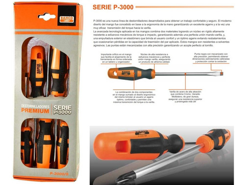 Destornilladores Bahco P3000 5 Unidades Ergo Antideslizante