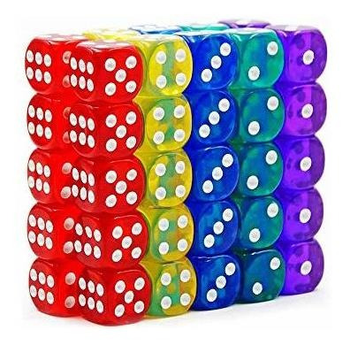 50-pack De Dados De Juego Translúcidos Y Sólidos De 6 Caras