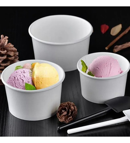 Vaso O Envase De Cartón Para Helado 12 Oz C/50 Pz Blanco