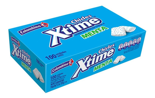 Chicle Xtime Menta Display 100 Unidades