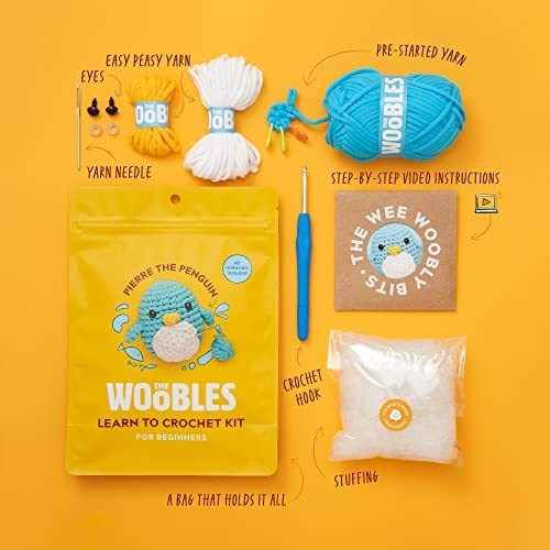 The Woobles Beginners Crochet Kit With Easy Peasy Yarn, Kit