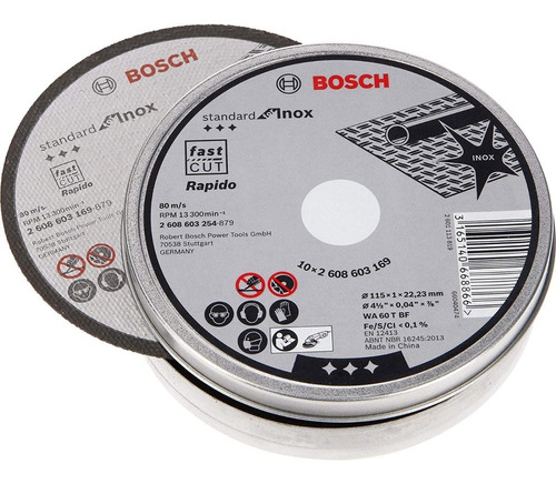 Disco Corte Bosch 115 X 1 Mm Inoxidable Lata 10 Unidades