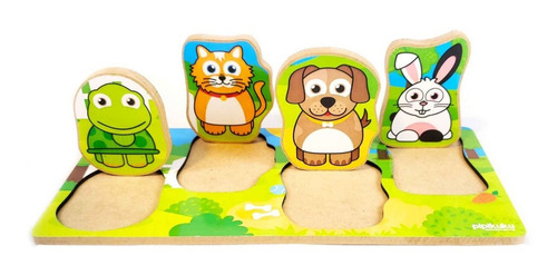 Encastre Plano De 4 Piezas De Madera Mascotas Pipikuku