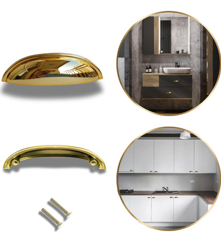 Kit 12 Puxador Concha Dourado P/ Gavetas Armários Móveis