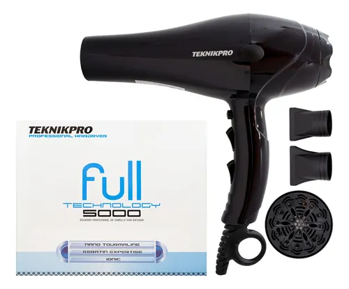 Secador Pelo Profesional New Eco Ion 3200 Teknikpro Difusor Color Plateado