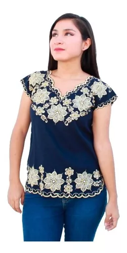 Blusa De Lino Azul Marino Mayakim