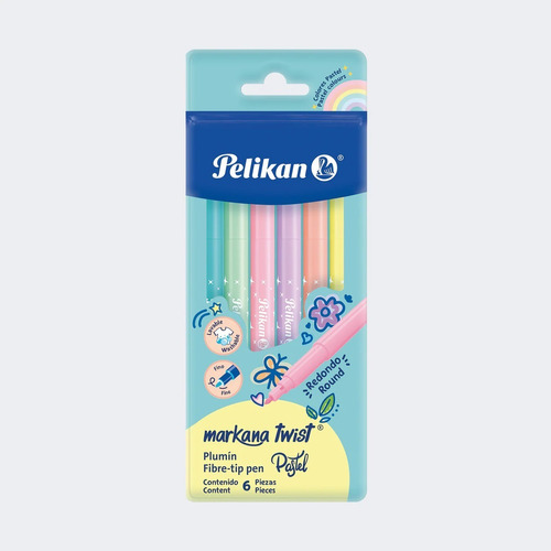 Plumones Colores Pastel Markana Twist X6 Unidades Pelikan