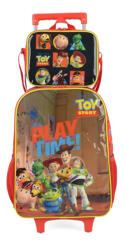 Kit Mochila Escolar Rodinhas Infantil + Lancheira Toy Story
