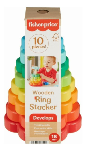 Fisher-price, Anillos Apilables De Madera, Juguete Para