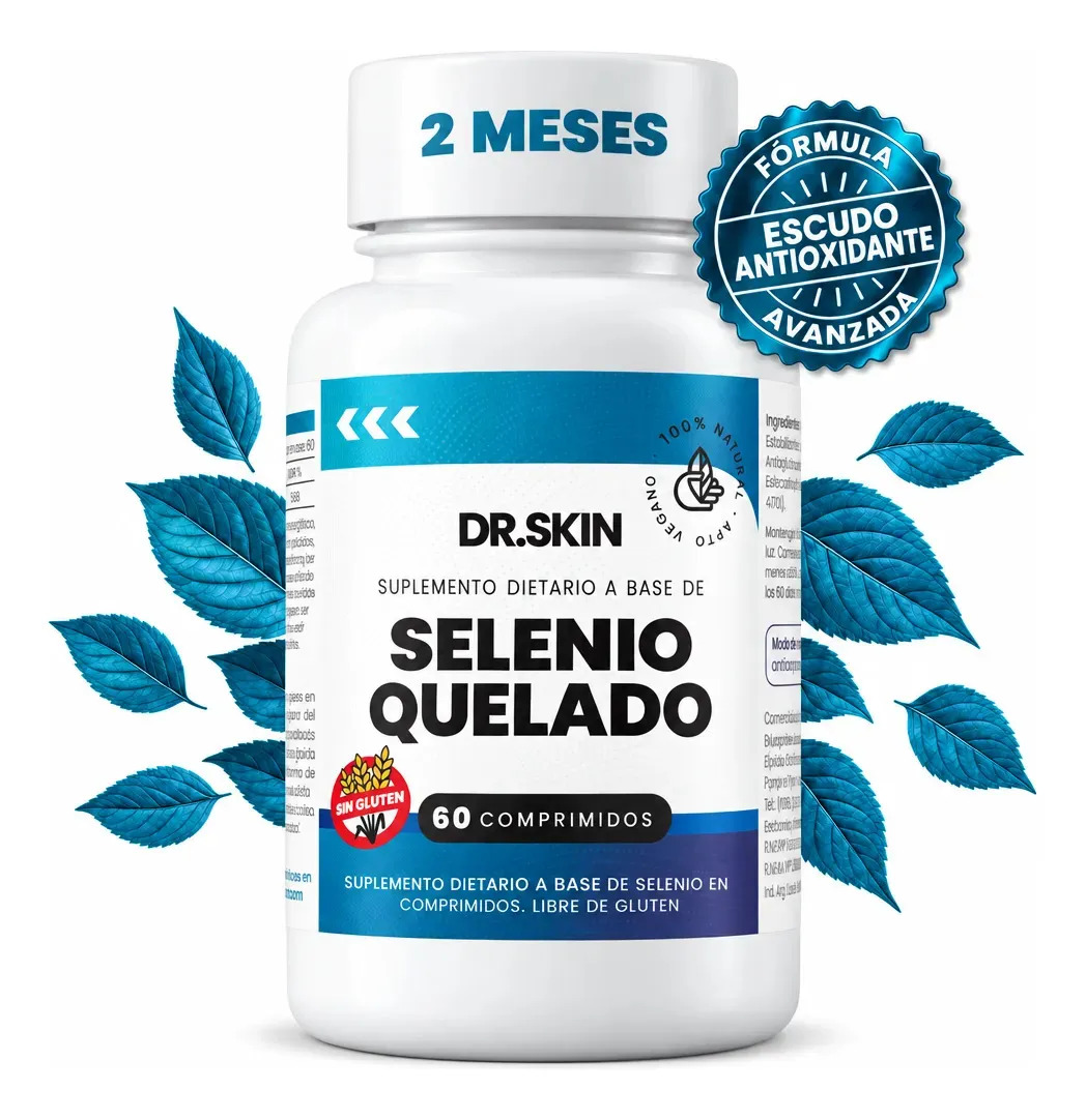 Selenio Quelado | 200 Mcg | 2 Meses | 60 Comprimidos | Dr Skin | ¡Reforzá Tus Defensas, Protegé Tus Células Y Mejorá Tu Energía! Antioxidante Para Piel, Cabello Y Uñas | Mineral Esencial