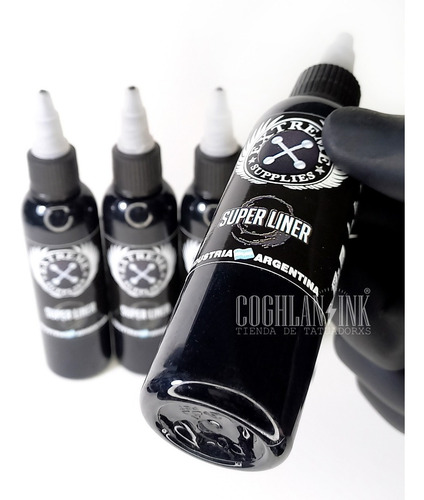 Imagen 2 de 3 de Tinta Tattoo Extreme Super Liner Black X 2oz Tatuajes Tatuar