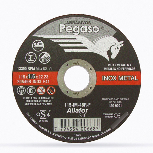 Disco Corte Aliafor Pegaso Rojo 115 Im 46r Inoxidable Metal