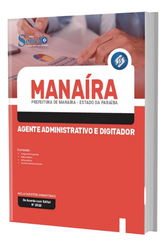 Apostila Manaíra Pb - Agente Administrativo E Digitador