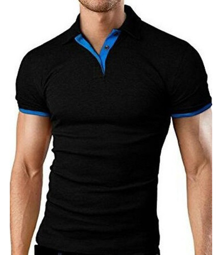 Camisetas De Manga Corta Polo Color En Contraste Para Hombre