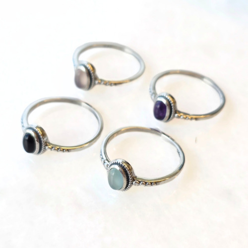 Anillos Plata 925 Con Piedras Naturales Por Mayor Combo 3 Plateado 13 A 21
