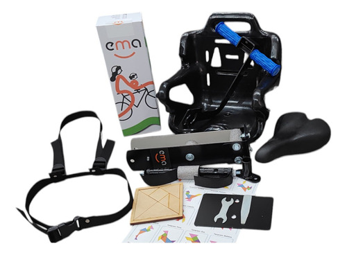 Silla Bebe Rodado 29 Con Accesorio Para Adaptar Asiento Negro Y Azul