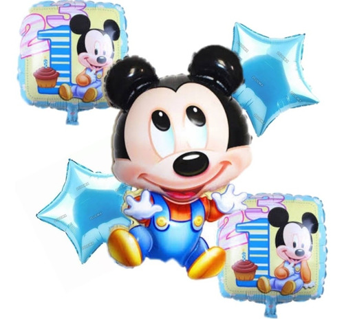 Mickey Mouse Bebé Globo Metalico Decoración Fiesta 5 Piezas