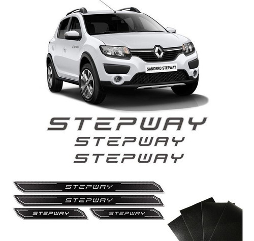 Kit Adesivos Sandero Stepway 15 Grafite + Soleira Protetora